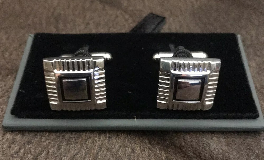 Cufflinks - Etched Square Black Framed Cufflinks