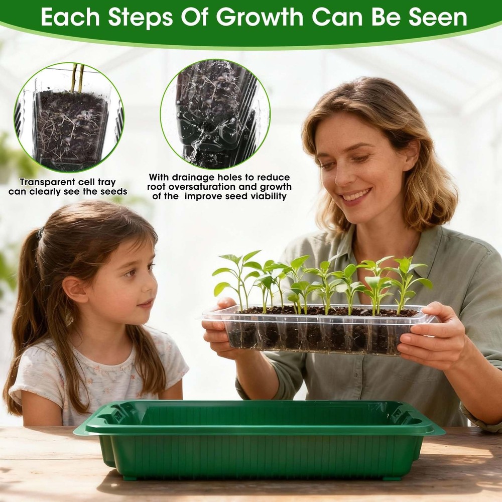 80-Cell Seed Starter Tray with Grow Light, 2-Pack Adjustable Brightness Seed ...