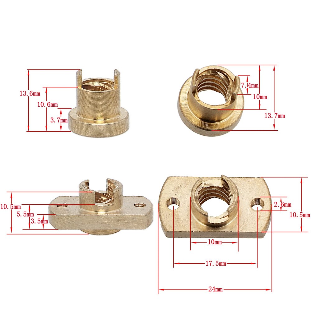 2 Pack Anti Backlash Spring Loaded Nut Elimination Gap Brass Medium, Gold