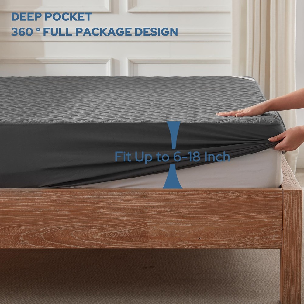 2 Pack Waterproof Mattress Protector, King Size Mattress Pad with Deep Pocket...