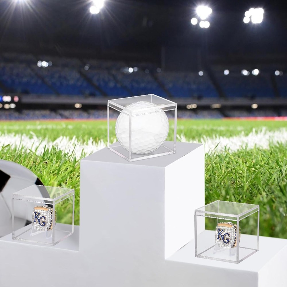 3 Pack Championship Ring Display Case Clear Acrylic Mini