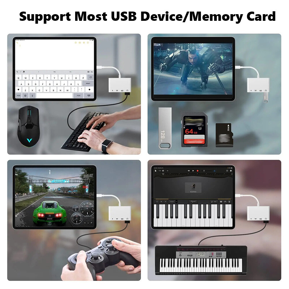 Card Reader USB-C/SD/TF HUB OTG Adapter Charging/Data iOS iPhone iPad Android US