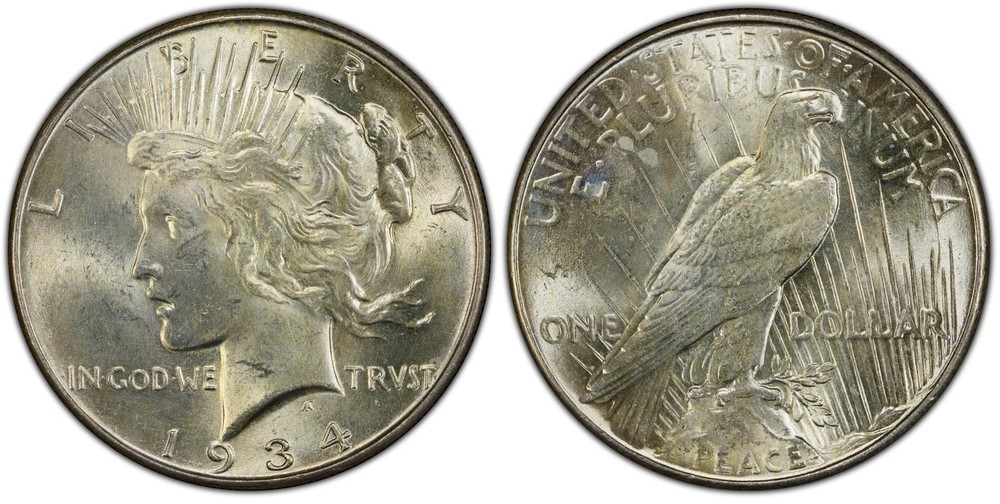 1934 $1 Peace Dollar PCGS MS64