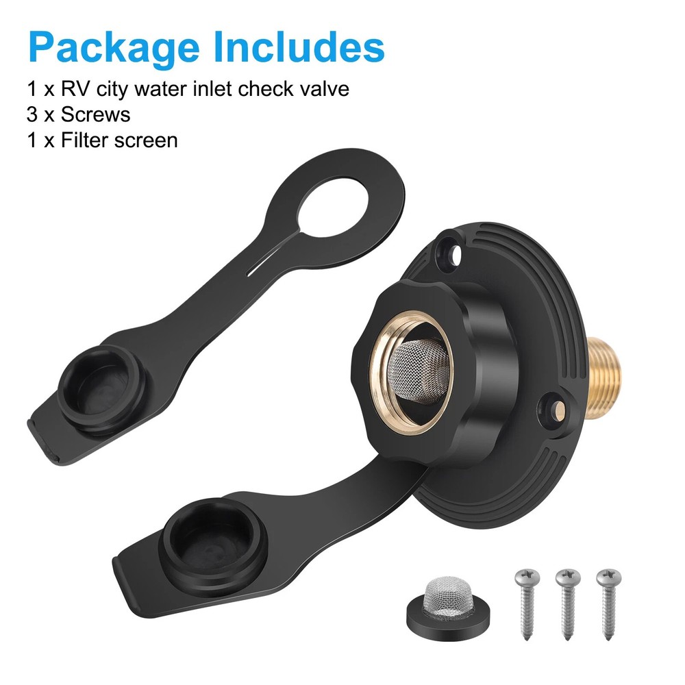 For RV city water inlet connection with check valve flange brass hose fitting