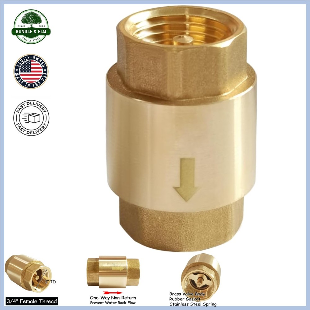 Solid Brass 3/4 Inch In-line Check Valve for Water Back-flow Prevention