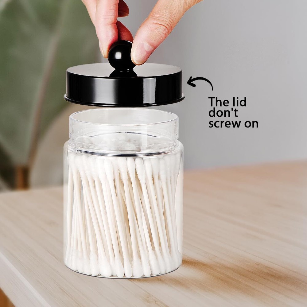 Apothecary Jars Bathroom Vanity Storage Organizer Set 4 Pack, Black