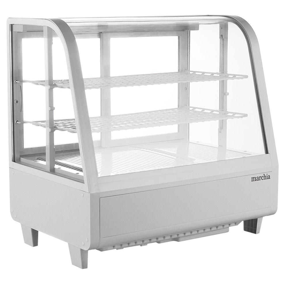 27” Refrigerated Countertop Display Case, Curved Glass, White