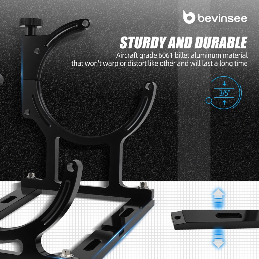 BEVINSEE Anodized 7" Nitrous Oxide Aluminum Single Bottle Mounting Bracket Black