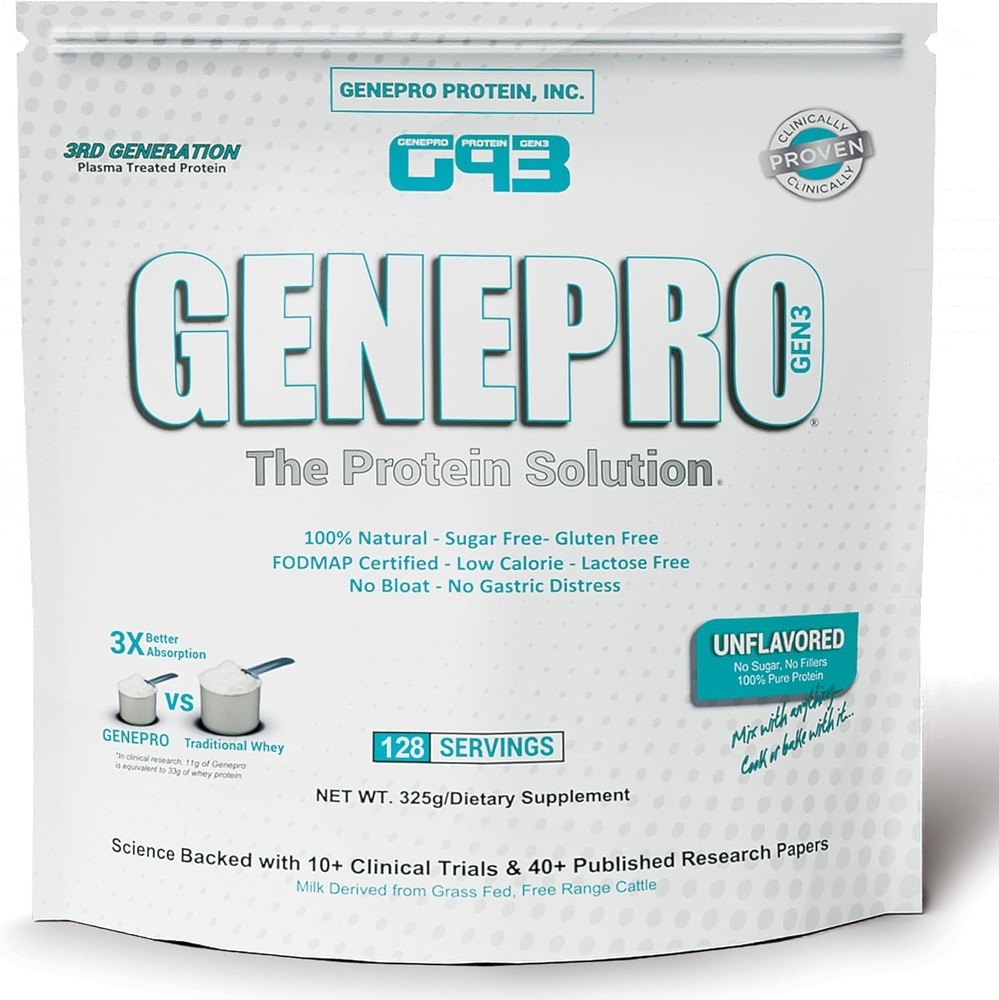 GENEPRO 3rd Gen Unflavored Whey Protein Isolate - 128 serving