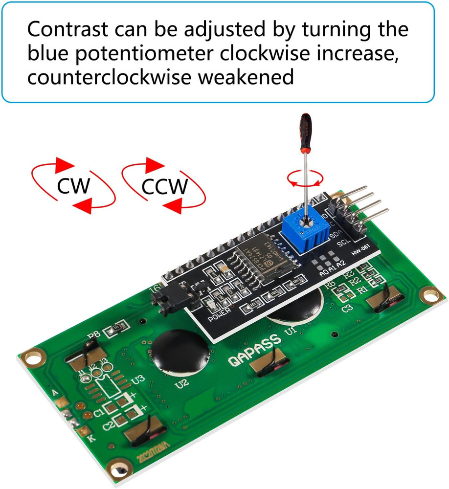 4-Pack 1602 LCD Display Module I2C Blue Screen Backlight 16X2 Character IIC Seri