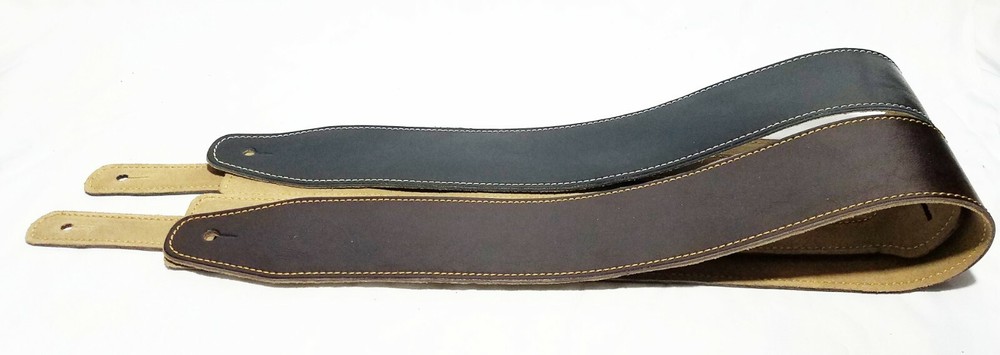 LEATHER GUITAR STRAP 2.5" WIDE, BLACK or BROWN