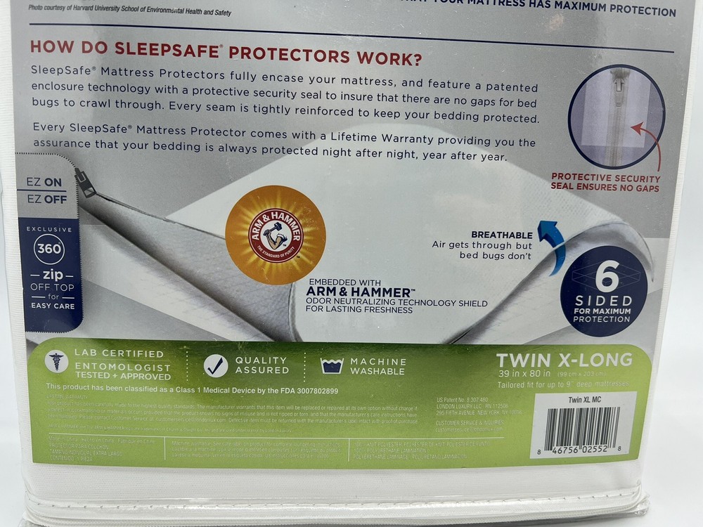 SLEEP SAFE TWIN XL Allergen/Bed Bug Blocking Mattress Encasement Protector