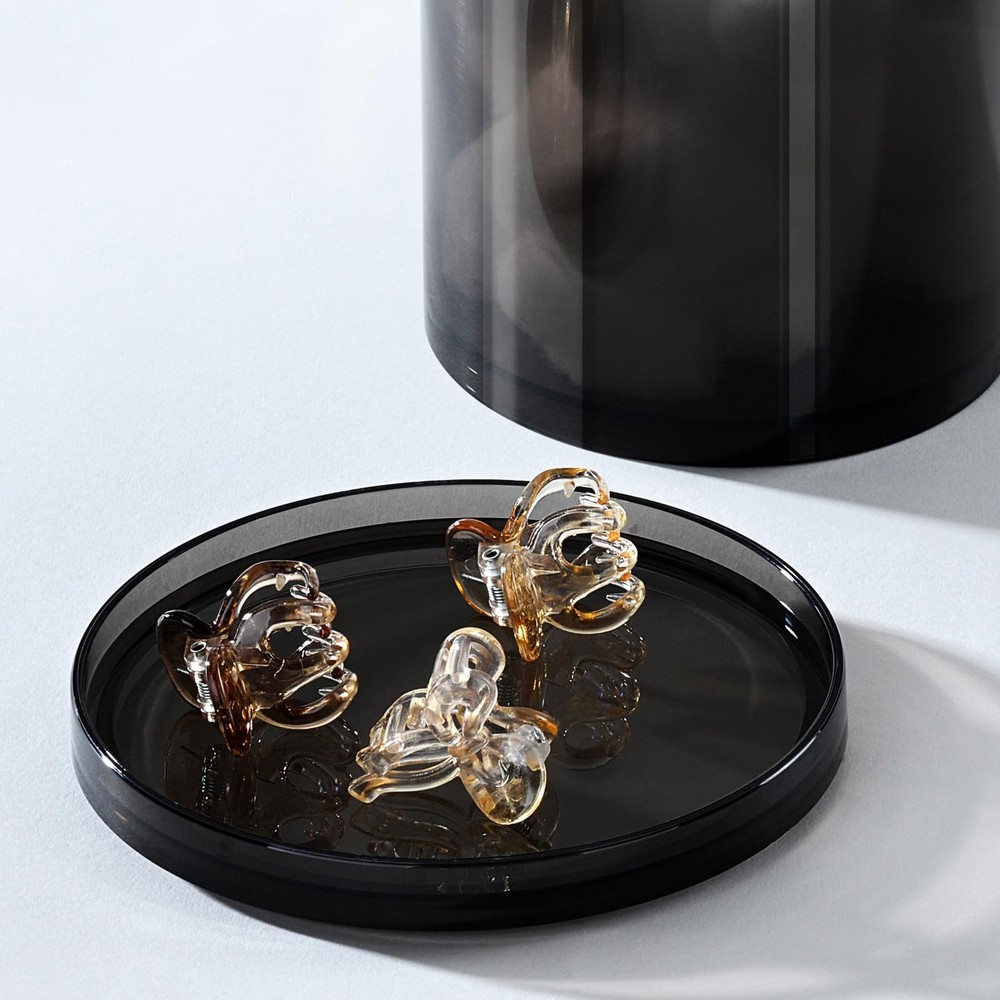 6-Pack Black Stackable Apothecary Jars - (10oz & 12oz) Mixed Sizes Qtip Holde...