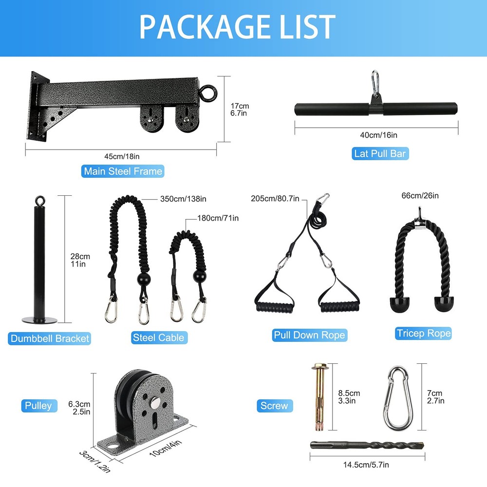 Pulley System Gym Cable Machine Triceps Rope Pulley System Triceps LAT Pulldo...