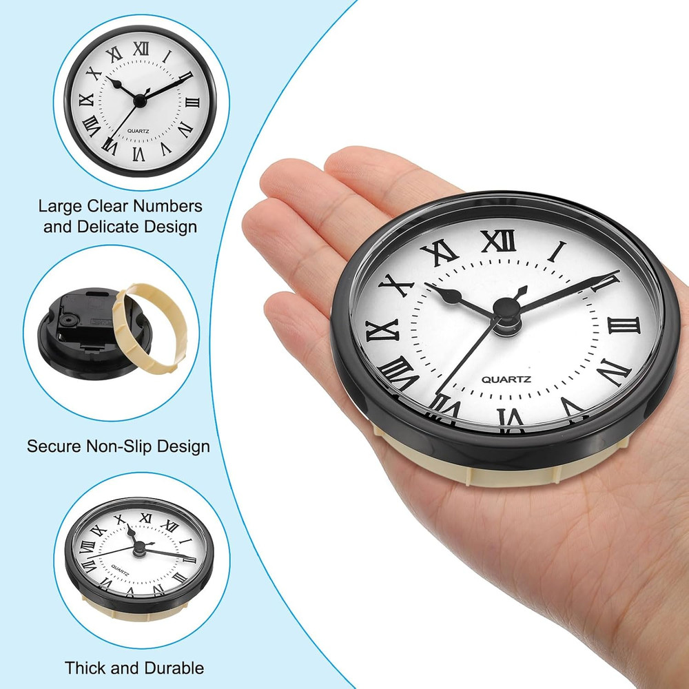 3.5" 90Mm Quartz Clock Insert, round Quartz Movement Miniature Clock Mini Roman