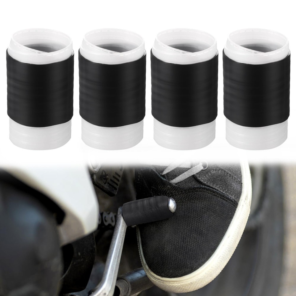 4pcs Motorcycle Shifter Shoe Protectors, Universal Retractable Black Medium