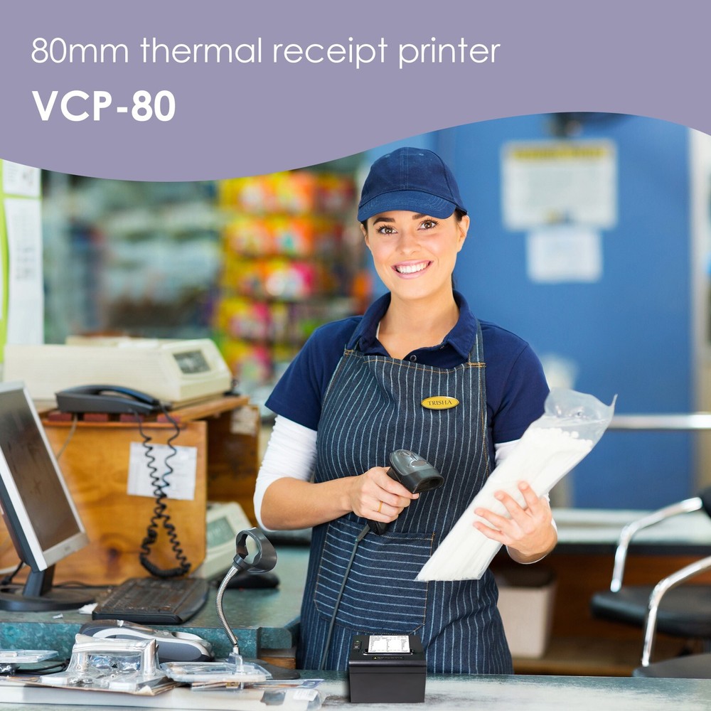 Thermal Receipt Printer 80mm POS Label Printer Serial USB Network Interface