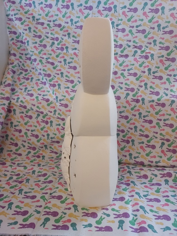 Ceramic Bisque ~ Ready to Paint Large~ Marshmallow Bunny with Egg Stack~ Lighted