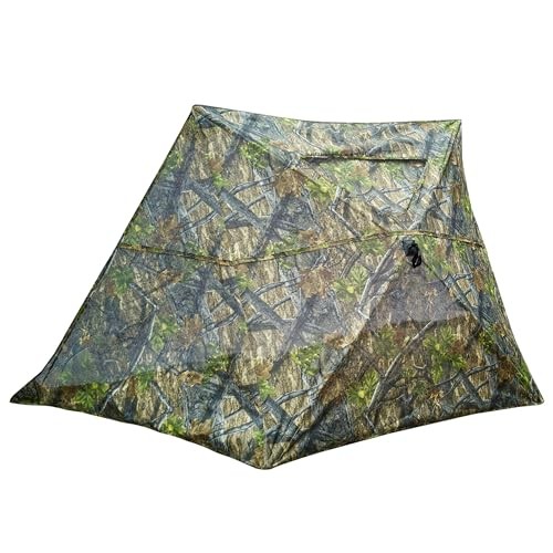 3-Panel See-Through Ground Blind with Adjustable Side Panels for Deer Turkey