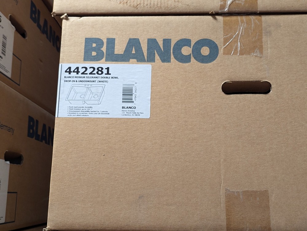 Blanco 442281 White Merkur Silgranit Double Bowl Drop-In Undermount Kitchen Sink