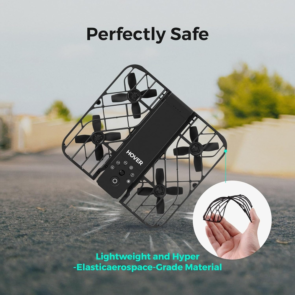 Black HOVERAir X1 Combo Plus Self-Flying Camera Pocket-Sized Drone Palm Takeoff