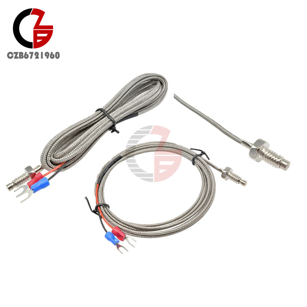 3.3ft/6.6ft 1M/2M K-Type Thermocouple Thread Temperature Controller Sensor Probe