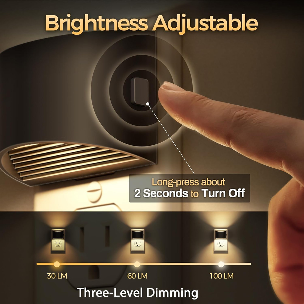 LED Night Light[2 Pack], Night Lights Plug into Wall, 3 Level Brightness Adjusta