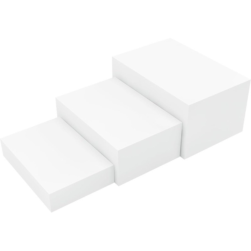 3 Pack White Buffet Food Risers Step Acrylic Cube Box Display for Dessert Table