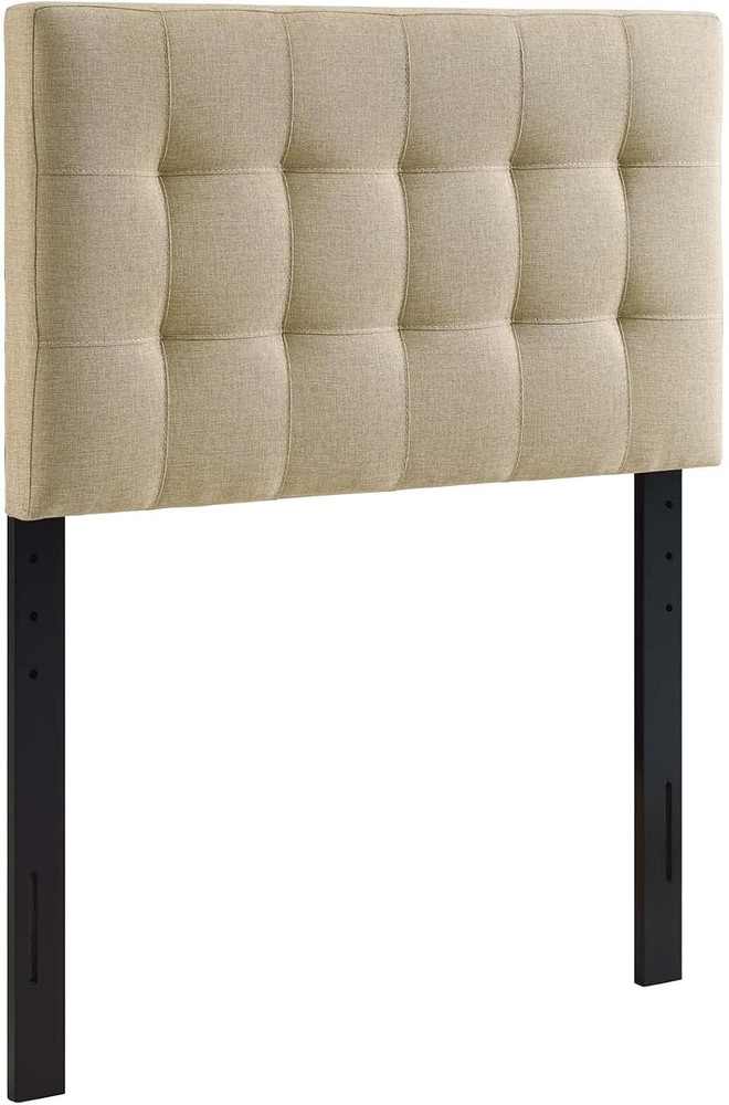 Twin Headboard Linen Fabric Tufted Adjustable Height Modern Style