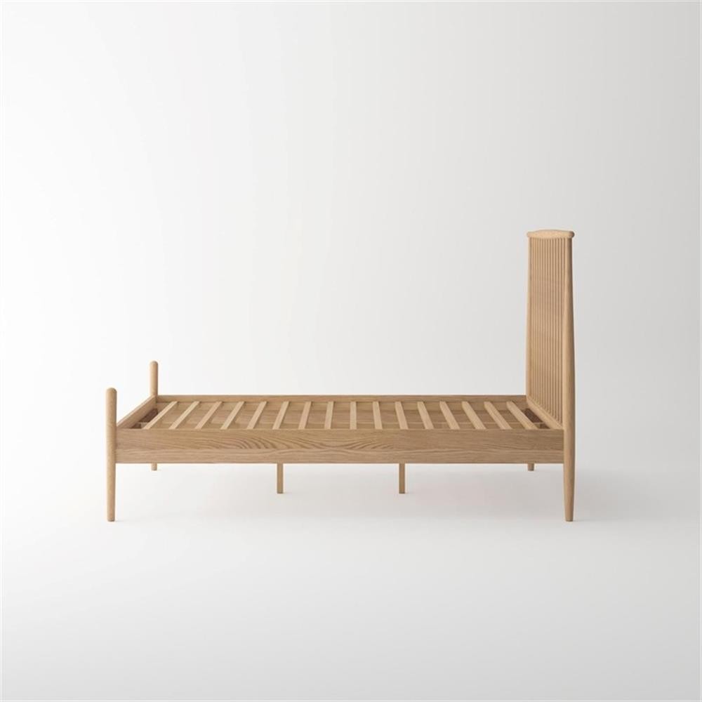 Pemberly Row Mid-Century Solid White Oak Bedroom Set (Queen Bed + 2 Nightstands)