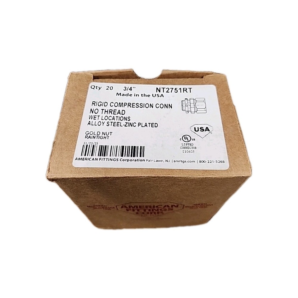 American Fitting NT2751RT 3/4 Rigid No Thread Compression Connector Wet Location