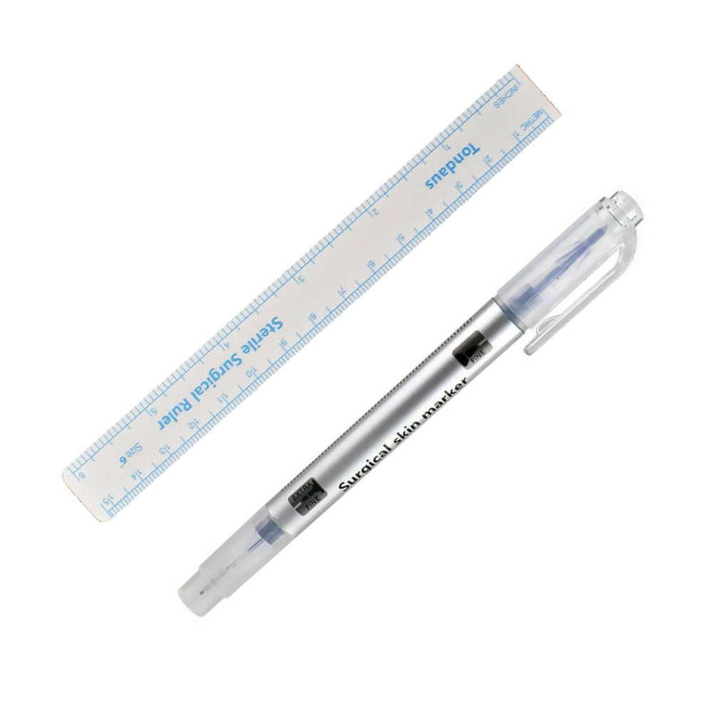 Double Head Marking Pen+Ruler Microblading Semi Permanent Make Up Eyebrow Tattoo