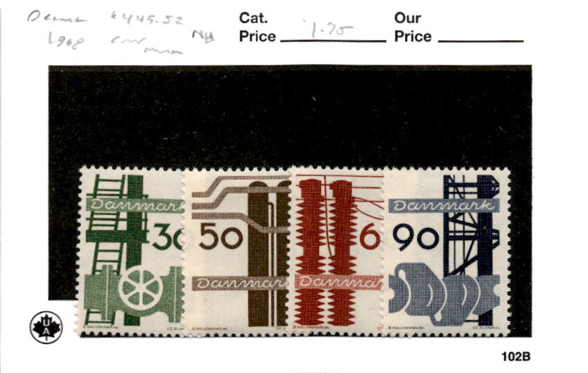Denmark, Postage Stamp, #449-452 Mint NH, 1968 (AB)