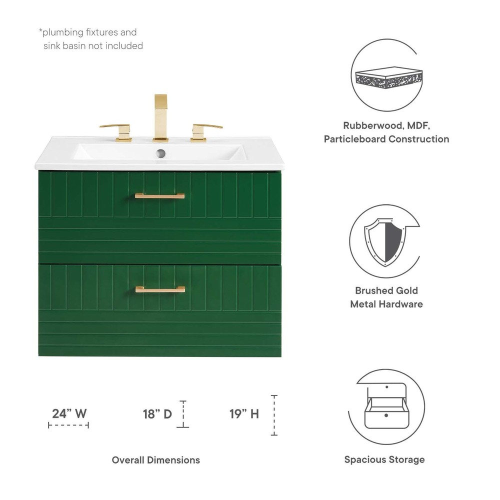 Modway Daybreak 24" Wall-Mount in Green