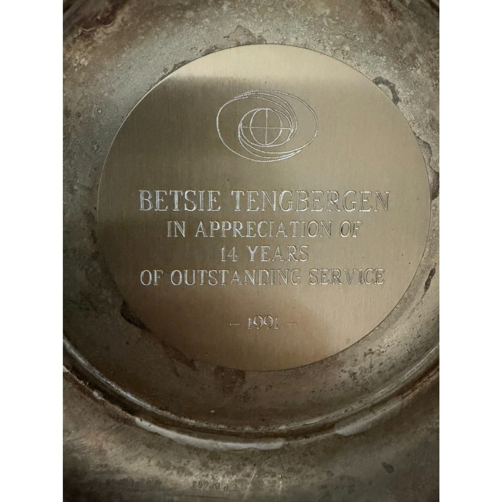 Unknown silversmith service award bowl with serial number Unknown silver content