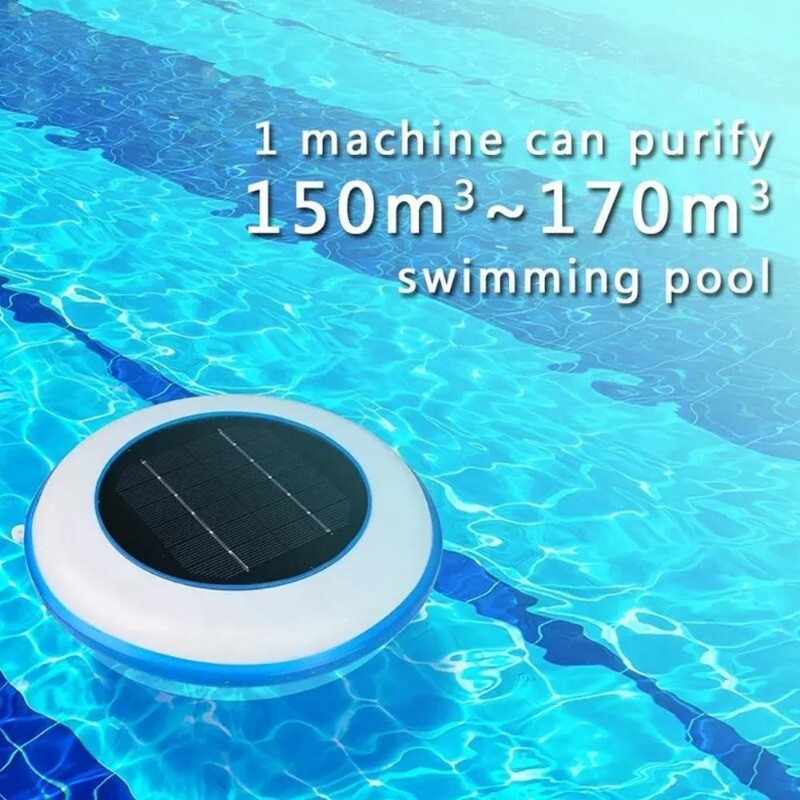 Solar powered copper-ion Pool Ionizer w/ LED Self-cleaning Anode FAST SHIP US