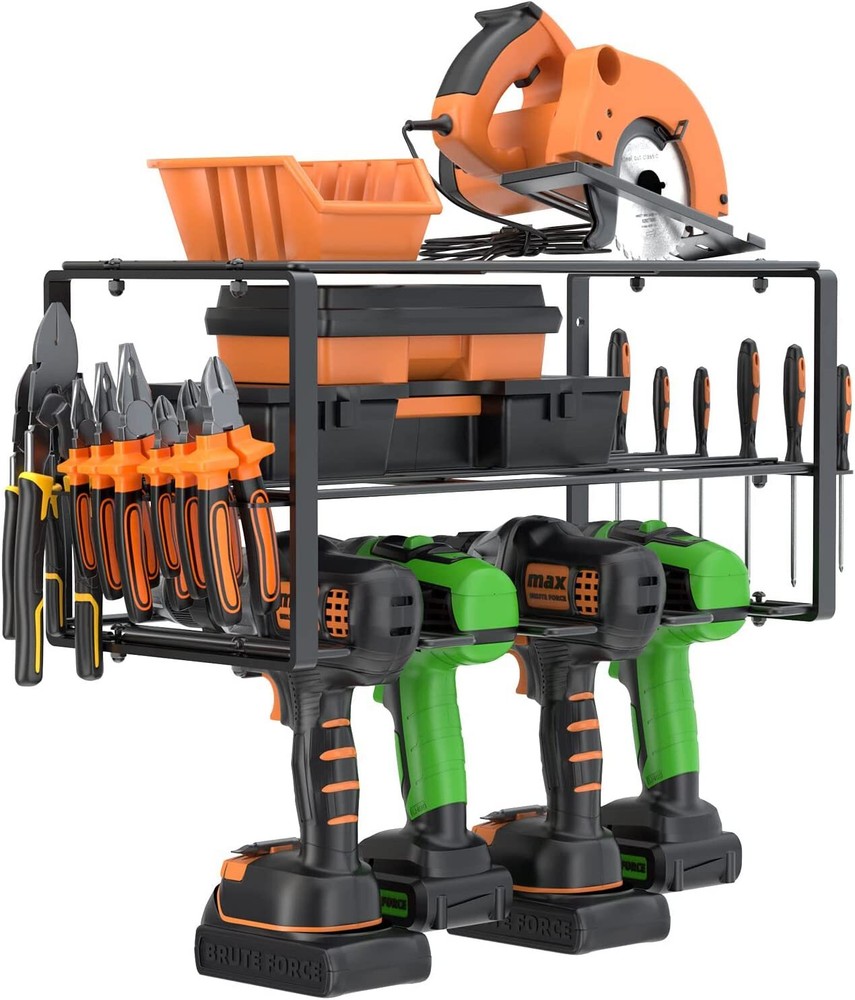 2 Pack Power Tool Organizer Heavy Duty Wall Drill Holder for Garage Tool Storage