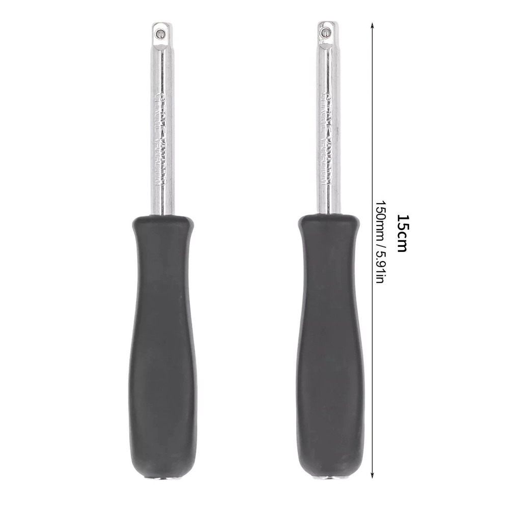 2 Piece CR-V Steel Drive Spinner Handle for 1/4" Square Socket Bits Extension