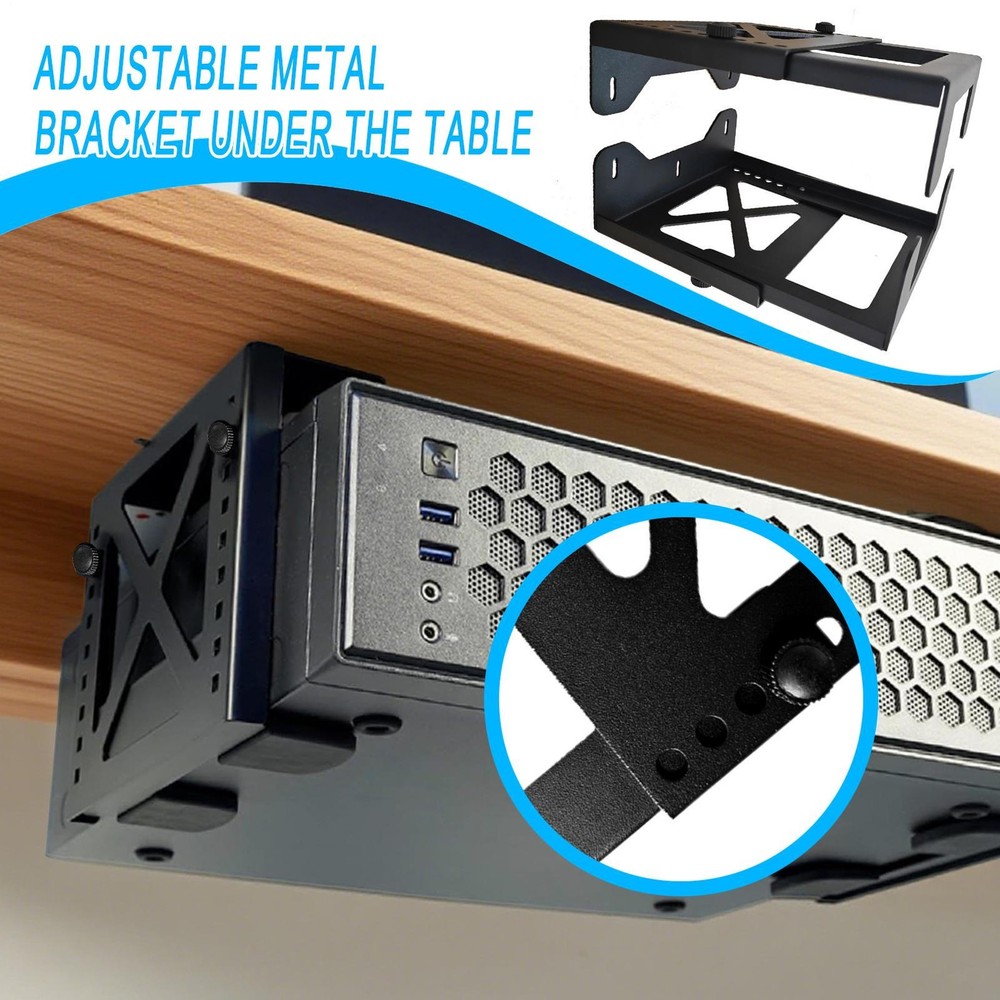 Computer Under Desk Mount Adjustable PC Bracket Adjustable Concealed