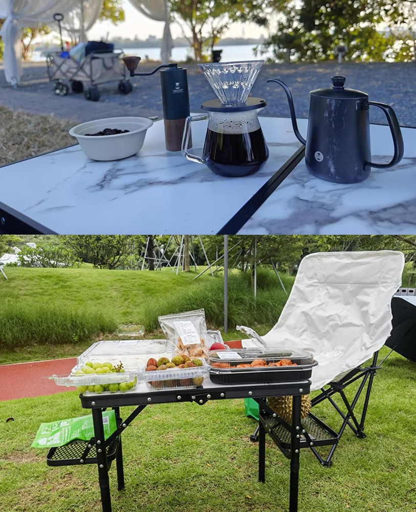 Small Camping Table Foldable 2Ft, Folding Picnic Table with Side Racks, Folding