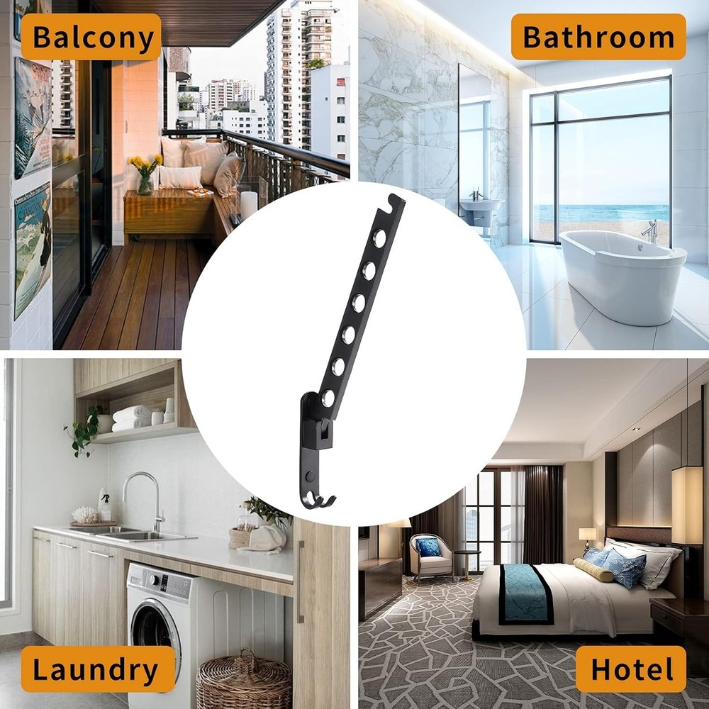 JOOM Retractable Folding Wall Mounted Clothes Hanger One pack, Matte Black