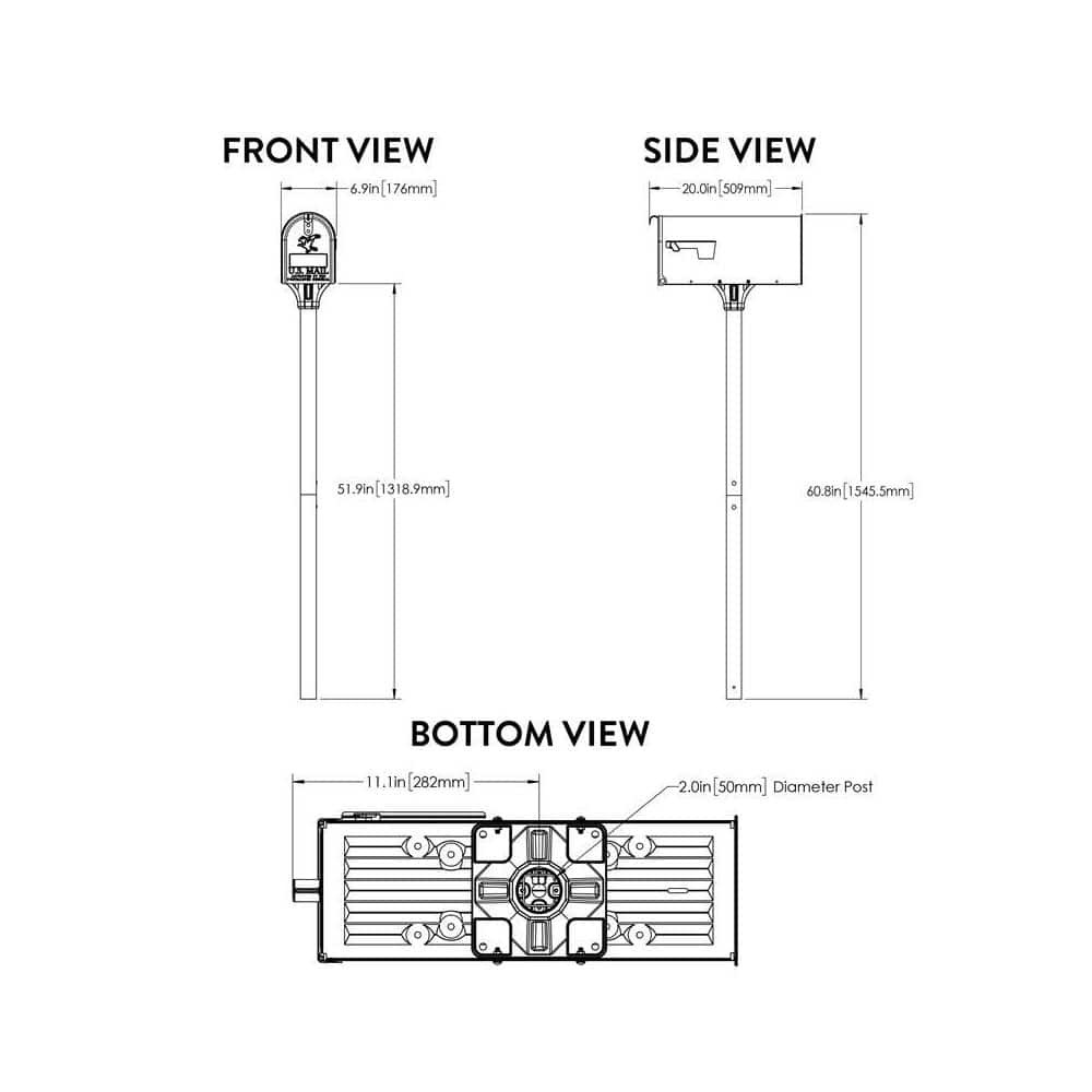 Architectural Mailboxes Elite Black Medium Galvanized Steel Mailbox Post Kit