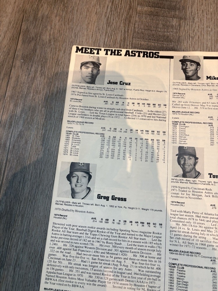 1975 Houston Astros Baseball Program