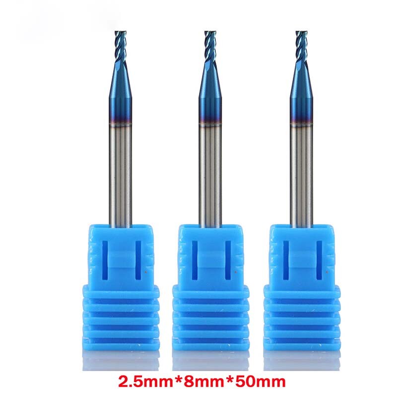 2Pcs  2.5mm Solid Carbide End Mill CNC Milling Cutter Drill 4 Flute HRC65