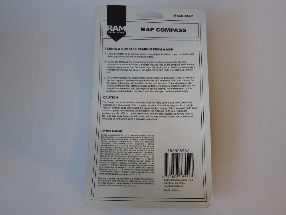 RAM Instrument RAMC8552 Portable Map Compass New