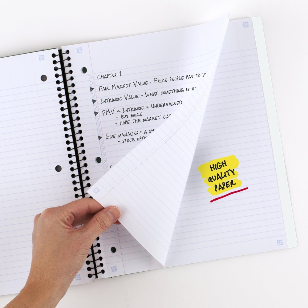 Five Star Advance Spiral Notebook + Study App, 1 Subject, College Ruled White