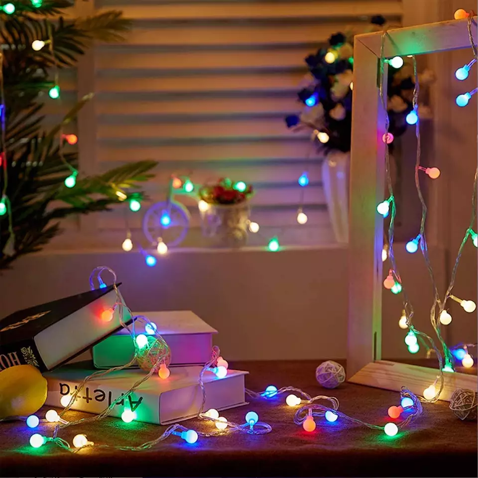 Globe String Lights 100 Led, Indoor String Lights 8 Modes Fairy Lights Plug in