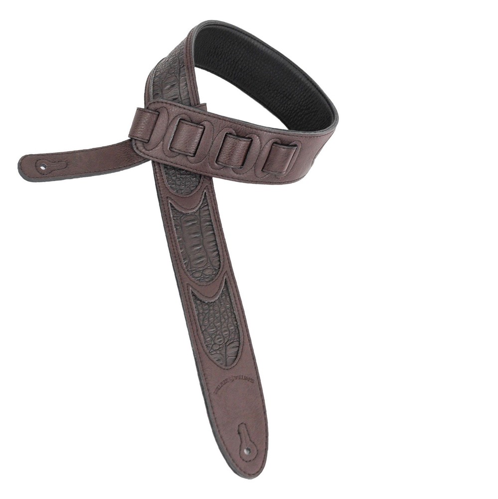 Walker & Williams G-802 Cognac Leather Strap with Dark Gator Inserts Padded Back