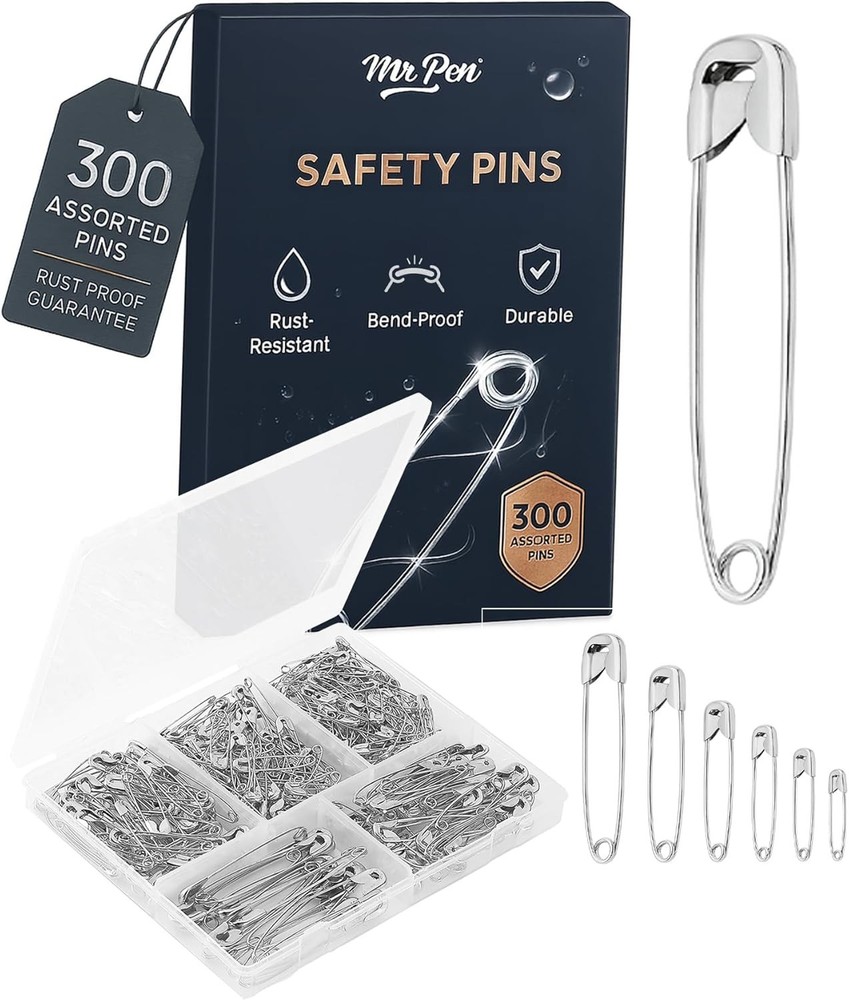 Versatile 300 Pack Safety Pins - Rust Resistant & Perfect for Creative Projects