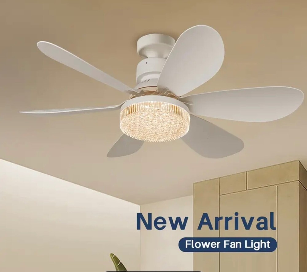 20” Quiet Indoor Small Ceiling Fan with LED Light and Remote Control E27 Ceiling